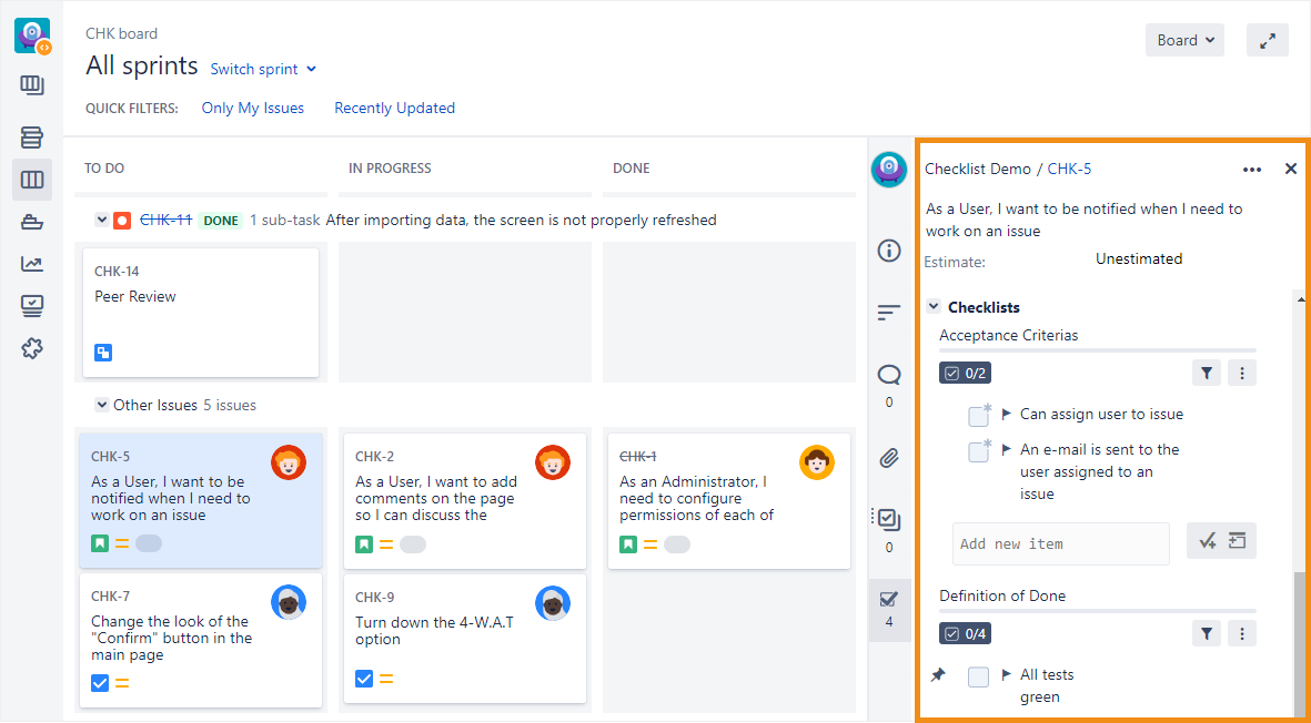 Editing checklists in Agile boards